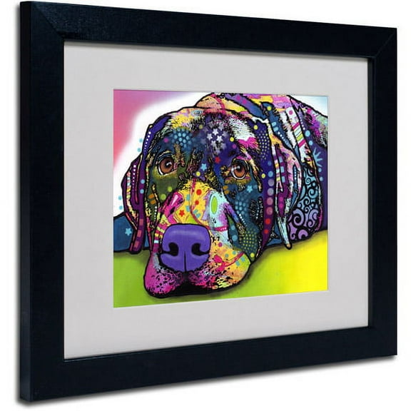 Matted art under acrylic in a black frame