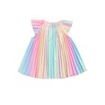 thumbnail image 3 of Xingqing Robe d'Été pour Bébé Fille Manches Volantes Motif Arc-en-Ciel Imprimé Ample Style Doux, 3 of 6