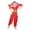 Red, variant on Kids Girls Belly Dance Halter Top Pants Costume Set Sequin Indian Dance Outfit with Head Veil Waist Chain and Bracelets