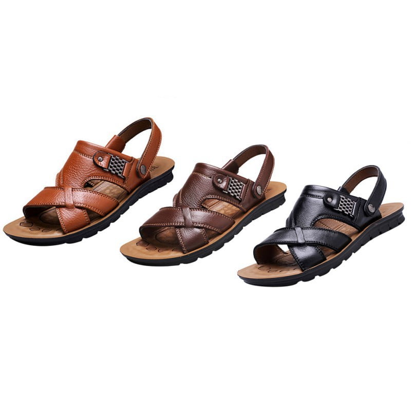 Men Summber Sandals Leather Open Toe Beach Sandal Outdoor Wading Boat Fisherman Sandals Sport Sandals