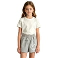 thumbnail image 3 of OOOUM Girls Casual Shorts Elastic Waist Cassic Athletic Pant Shorts Soft Stretch Comfy Summer Outfits For Girls Grey 11-12 Years, 3 of 4