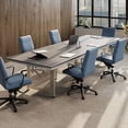 thumbnail image 6 of At Work 12' Conference Table with Espresso Laminate Top and Brushed Nickel Painted Steel Leg with Modesty Panel for Modern Office Spaces, 6 of 7