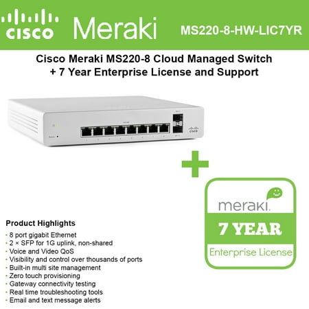 UPC 794348680702 product image for Cisco Meraki Cloud Managed Switch MS220-8 includes 7 Year Enterprise License | upcitemdb.com