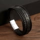thumbnail image 1 of Pulsera de cuero tejida a mano para hombre, pulsera de cuero de moda europea y americana, joyería con hebilla de aleación para hombre, 1 of 6