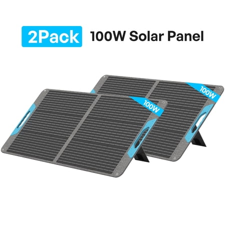 Renogy 2Pack 100W Portable Solar Panel with Adjustable Kickstands, IP65 Waterproof, Foldable 200W Solar Panel for Power Station, RV, Camping, Off Grid