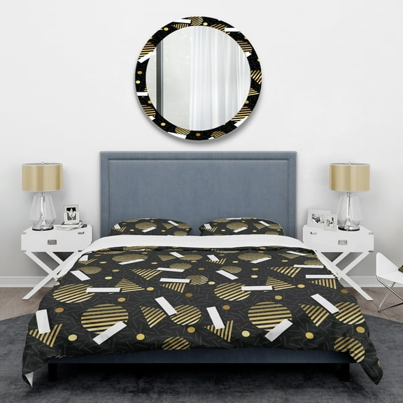 Designart 'Gold Retro Circular Pattern' Mid-Century Modern Duvet Cover Set