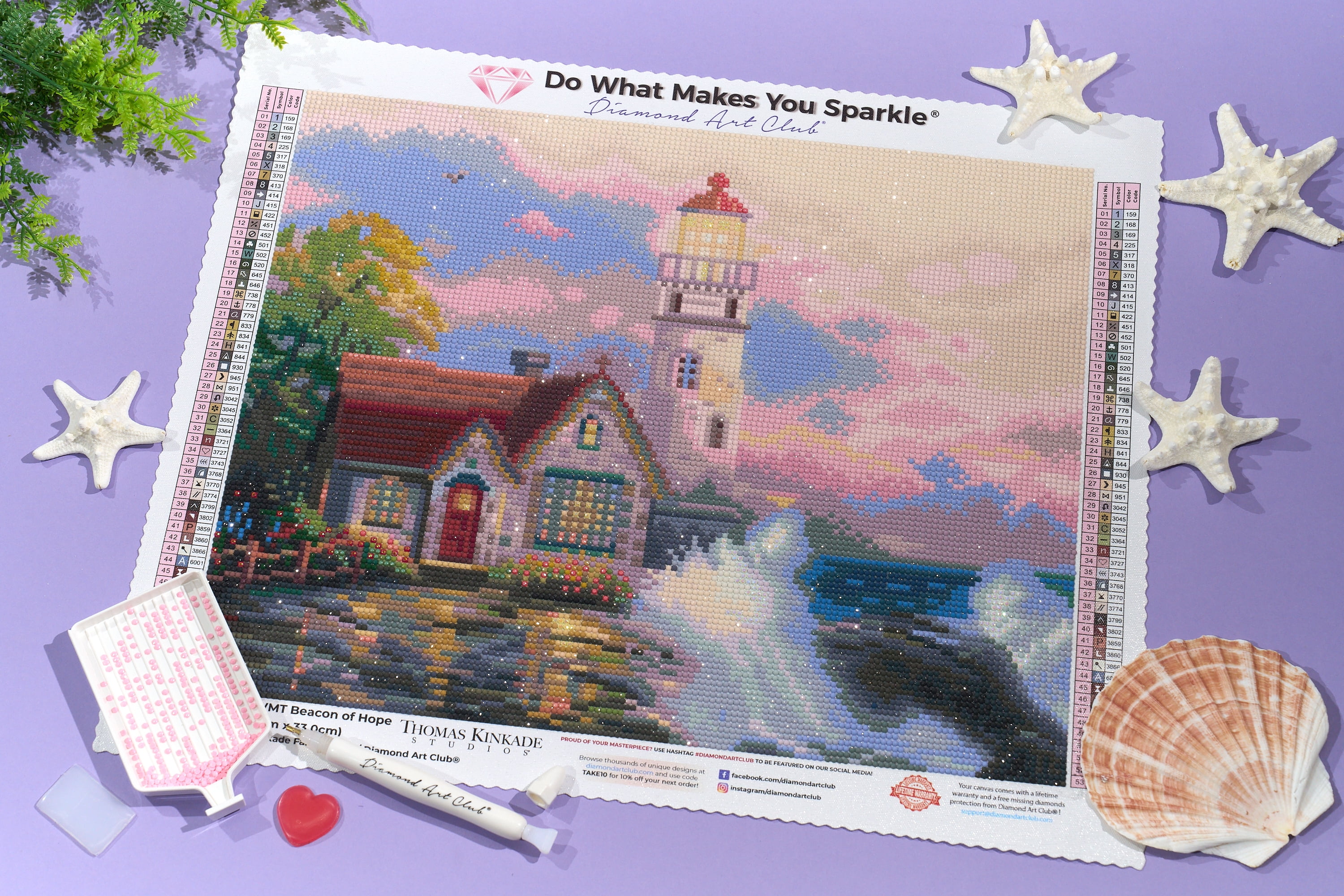 DIAMOND ART CLUB® Beacon of Hope Diamond Painting Kit, Fun DIY Crafts for Adults, Round Diamond Art Canvas by Thomas Kinkade, 16" x 13" (40.7 cm x 33 cm)