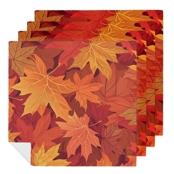 Qinduosi Fall Yellow Leaves Cloth Napkins Polyester Dinner Thanksgiving Napkins Great for Indoor/Outdoor Dining Special Occasions or Dinner Parties 2 PCS