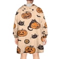 thumbnail image 2 of Wearable Oversized Blanket,Halloween Cat and Pumpkin Pattern Wearable Blanket Hoodie for Adults,Cozy Hooded Blankets with Super Pockets,Super Warm Fuzzy Pullover for Women & Men, 2 of 6