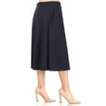 thumbnail image 2 of Women's Plus Size A-Line High Waist Elastic Band Pleated Solid Midi Skirt, 2 of 4