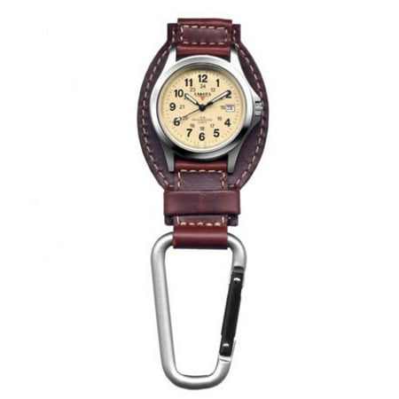 Personalized Clip Watch - Classic Genuine Brown Leather Clip Watch