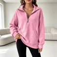thumbnail image 5 of Women's Quarter Zip Sweatshirt Fall Casual Pullover Top with Kangaroo Pocket Relaxed Stand Collar Sweatshirts, 3XL, 5 of 7