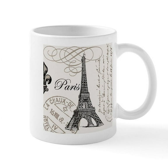 CafePress - Vintage Paris Eiffel Tower Mug - 11 oz Ceramic Mug - Novelty Coffee Tea Cup