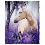 YISUEMI 60x80 inches Blanket Throw Comfort Warmth Soft Plush Throw for Couch Purple Lavender Horse Fog