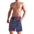 thumbnail image 2 of Dailycode Men's Quick Dry Swim Trunks Beach Shorts Casual Summer Board Shorts with Pockets, Neon Topography Lines, 2 of 8