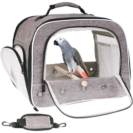 Bird Carry Carrier to Transport Large Size Parrot, Portable Bag with Metal Tray and Grid, African Grey, Long Tail Cockatiel and Parrot