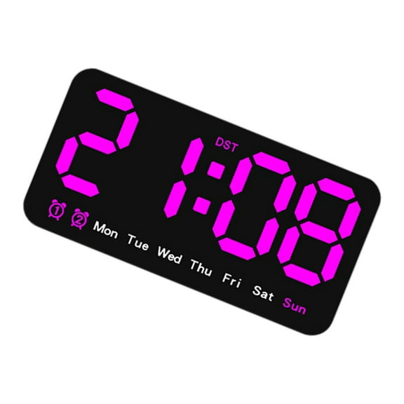 LED Digital Wall Clock Large Display 2 Alarms Clock with DST Feature Adjustable Brightness for Home and Classroom Decors