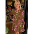 thumbnail image 5 of Women's Brown Floral Babydoll Tunic Dress – Casual Daily Wear with Ruffled Hem | S, 5 of 7