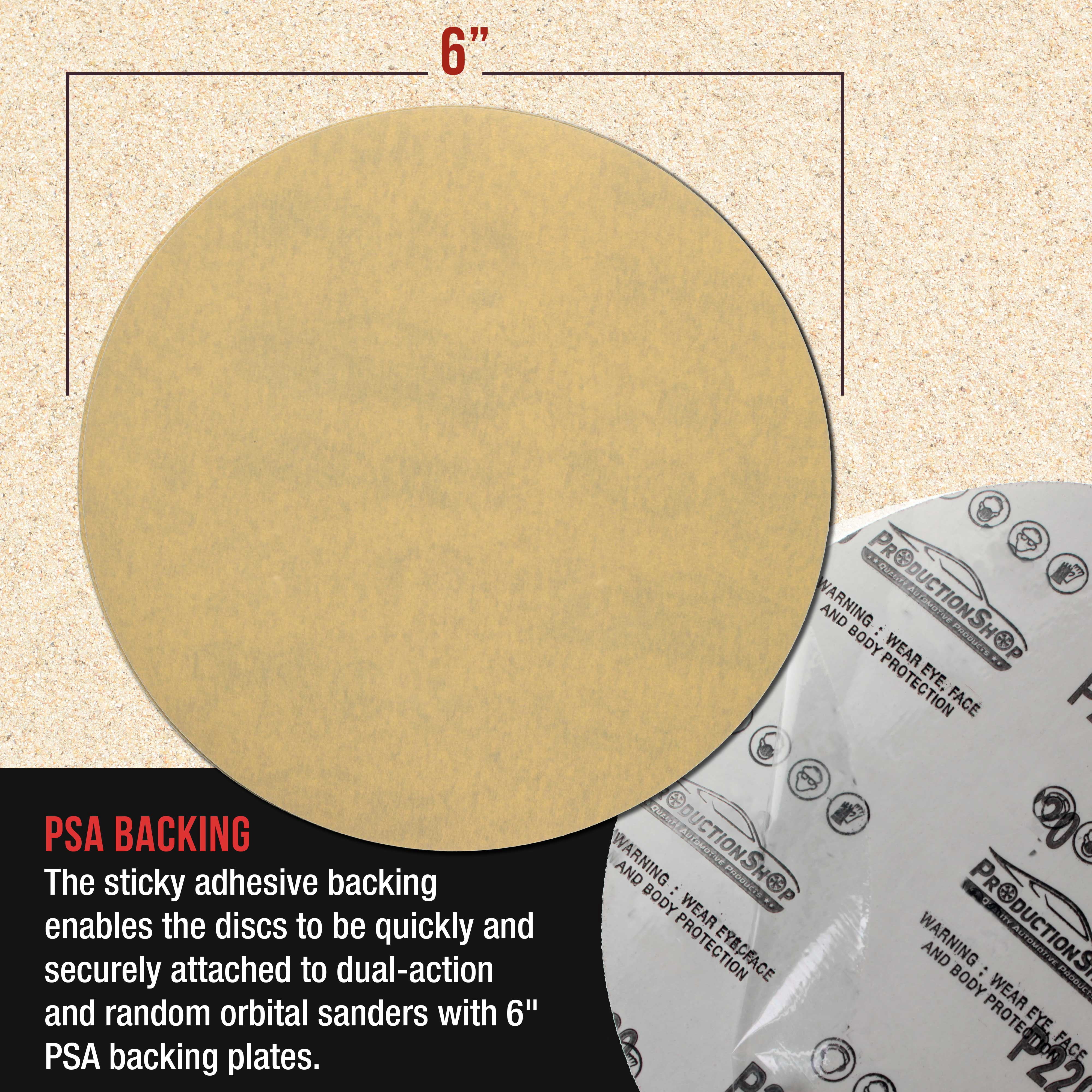ProductionShop Premium 400 Grit 6" PSA Gold Sanding Discs, Box of 100 - Self Adhesive Stickyback Abrasive Sandpaper for DA & Random Orbital Sanders - Sand Auto Paint Metal, Wood Woodworking Furniture