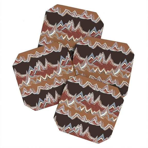 Society6 Ninola Design Mountain Layers Western Set of 4 Coasters