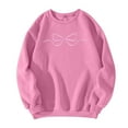 thumbnail image 2 of Fall Sweatshirts For Women Bow Print Long Sleeve Pullover Sweatshirt For Soft Crewneck Casual Fall Winter Fashion, 2 of 4