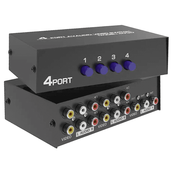 Active 1 In 4 Out Composite RCA Video Stereo Audio Splitter With DC 9V Powered