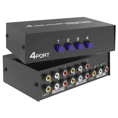 Active 1 In 4 Out Composite RCA Video Stereo Audio Splitter With DC 9V Powered