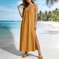 thumbnail image 2 of CHUMUD Robes d'Été pour Femmes à Bretelles Spaghetti Fente Latérale Maxi Robe de Plage Vacances Voyage Tenue Décontractée, 2 of 8