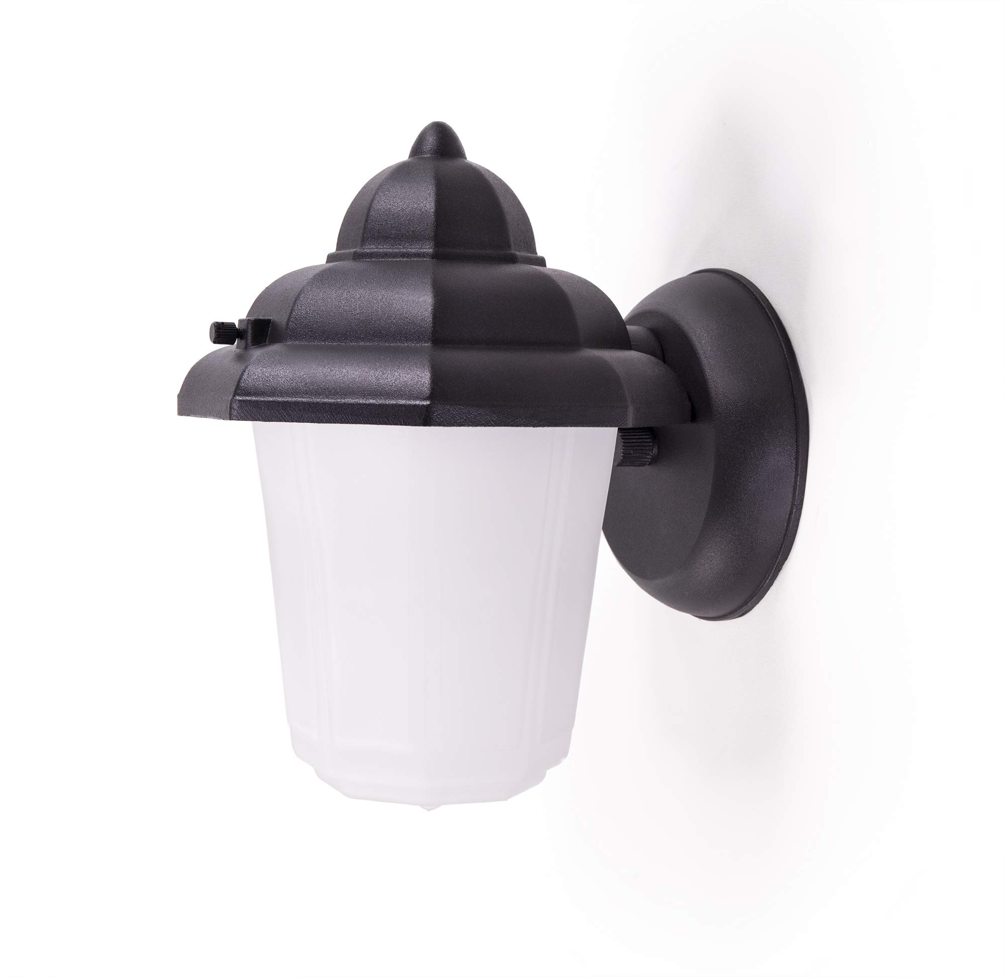 CORAMDEO Outdoor LED Porch Light Sconce for Patio, Deck & More, Built in LED Gives 75W of Light from 9.5W of Power, 800 LM, 3K, Cast Aluminum Black Finish & Frosted Glass (CD-W006-830LED Single - NEW)