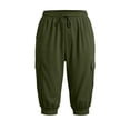 thumbnail image 7 of Women's Lightweight Capri Pants Quick Dry Cargo Pants Elastic Waist Drawstring Cropped Casual Jogger Pants with Pockets Hiking Pants Army Green, 7 of 7