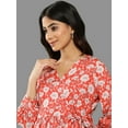 thumbnail image 5 of Janasya Women's Orange Crepe Digital Floral Print Peplum Top, 5 of 6