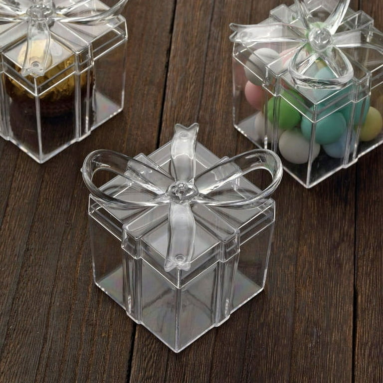 BENECREAT 60 Pack 1.5x1.5x1.5 Inches Clear Plastic Boxes Small Transparent  Party Favor Boxes for Wedding Party Treat Candy Chocolate 