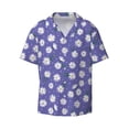 thumbnail image 2 of Lsque Daisies Flowers print Men's Cuban Collar Short Sleeve Shirt Summer Beachwear Casual Button Down Fashionable Vacation Leisure Shirt-Large, 2 of 7