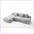 thumbnail image 3 of Light Gray Corduroy L-Shaped Convertible Sofa Bed - No Assembly Modular Couch for Living Room & Bedroom, 3 of 17