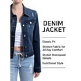 thumbnail image 4 of MixMatchy Women's Long Sleeve Destroyed Button Up Stretchy Crop Denim Jacket, 4 of 4
