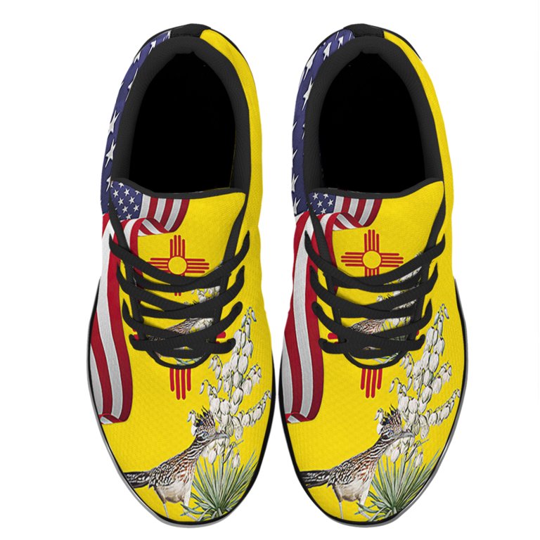 New Mexico Stte Roadrunner Bird and Yucca Flower Shoes Sneakers