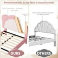 thumbnail image 4 of Eastvita Twin Size Princess Platform Bed Frame - Adjustable Scallop Velvet Headboard, Pink + White, 4 of 6