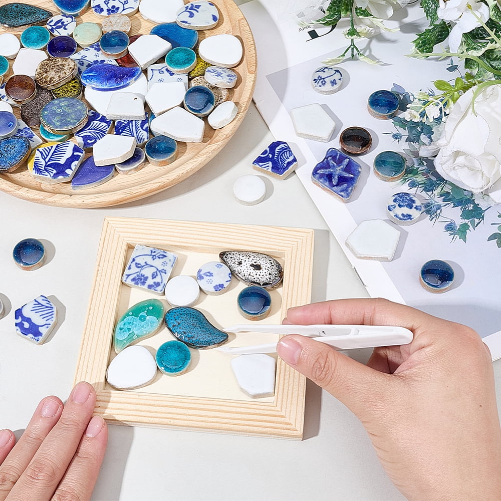 500G Handmade Porcelain Cabochons Mosaic Tiles Mixed Color Mixed Shapes 19~37.5x19~33.5x5.5~8mm