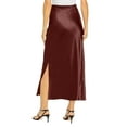thumbnail image 5 of Women’s Satin Midi Skirt High Waist Side Slit Elegant Straight Fit Skirt Lightweight Silky Fabric Suitable for Daily Wear Brown XL, 5 of 6