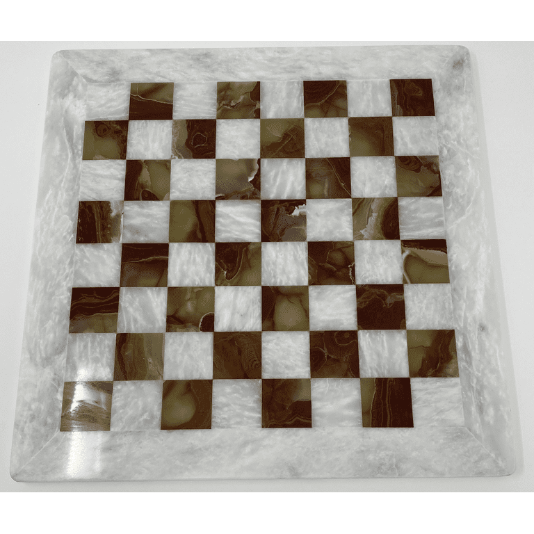 NSA 12 inch Handmade White and Green Onyx Full Marble Chess