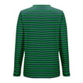 thumbnail image 6 of Yigetop Womens Tops Trendy Women's Spring Round Neck Long Sleeve Loose Two Color Striped T Shirt Top Striped Shirt Women Green XL, 6 of 7