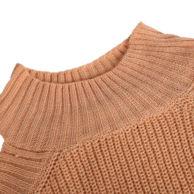 Suéter De Punto Suelto Con Hombros Descubiertos Y Manga Larga Con Cuello Alto Para Mujer De Invierno (S)-186126.05 Likrtyny Mujer