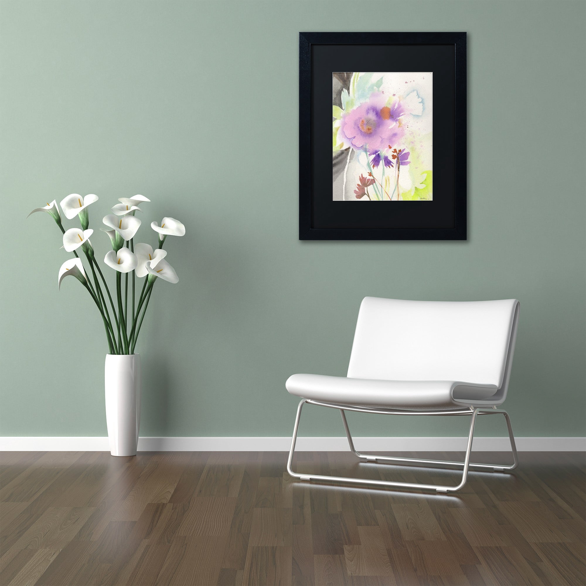 Trademark Fine Art "Mauve Garden Shadows" Canvas Art by Sheila Golden, Black Matte, Black Frame