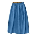thumbnail image 3 of Womens Linen Midi Skirt Cotton Maxi Skirt Casual Flowy Swing Elastic High Waist A-Line Split Long Boho Royal Blue L, 3 of 3