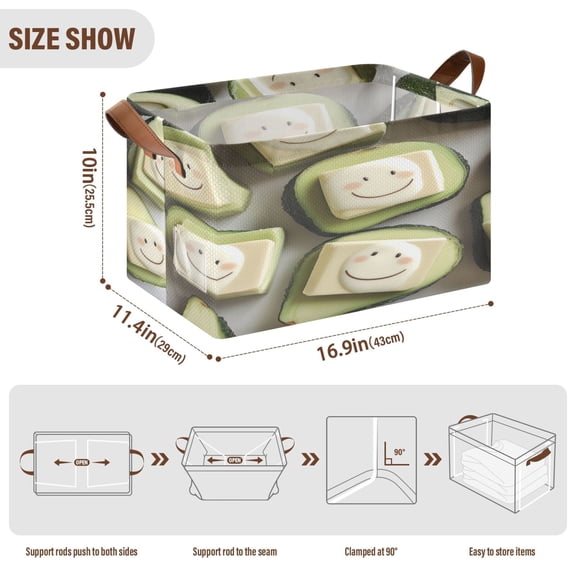 BZSMCE Collapsible Fabric Cube Storage Bins Cartoon Cavocado Plainting Design Pattern Storage Box