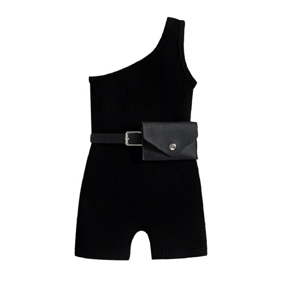 MZXELPRJD Turtleneck Bodysuit Toddler Girls Ribbed Toddler Girl Clothes off Shoulder Belted Waist Girls Outfits Size 4t Girls 4t Outfits Girls Hoodie Set