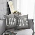 thumbnail image 2 of Set of 2 Throw Pillow Covers Grey Love Lives Here Decorative Polyester Pillow Cases Square Pillowcase for Couch Bed Sofa Home Outdoor Decor Square 18 x 18 Inch Pillowcase, 2 of 6