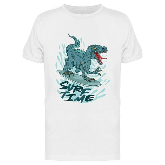 Dinosaur Surfing T-Shirt Men -Image by Shutterstock, Male x-Large