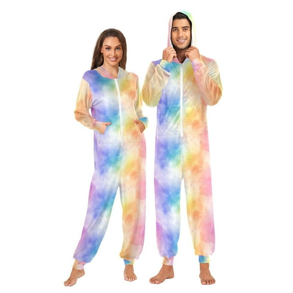 joogoo Rainbow Tie Dye-a2 Unisex Adults Onesies Pajamas Jumpsuits L