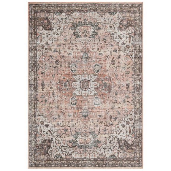 Everwash™ Callaghan Esther Bohemian Medallion Machine Washable Area Rug, Coral, 6'6"x9'2"
